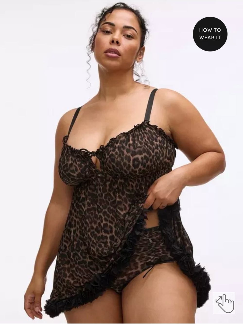torrid NWT Leopard Mesh Babydoll Chemise with matching panty